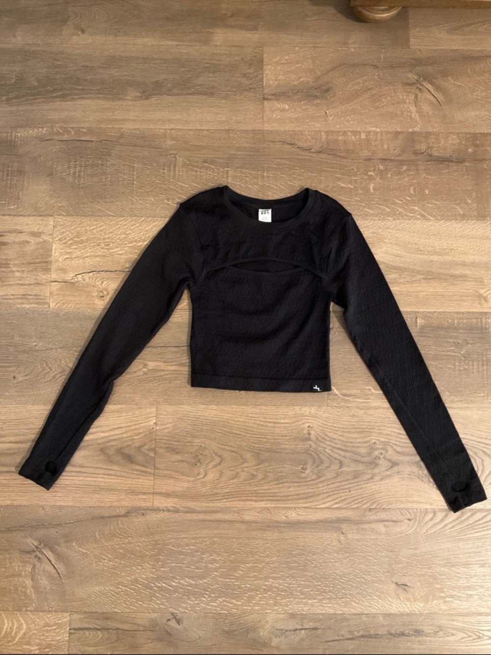 Joy Lab black long sleeved cropped athletic top, S